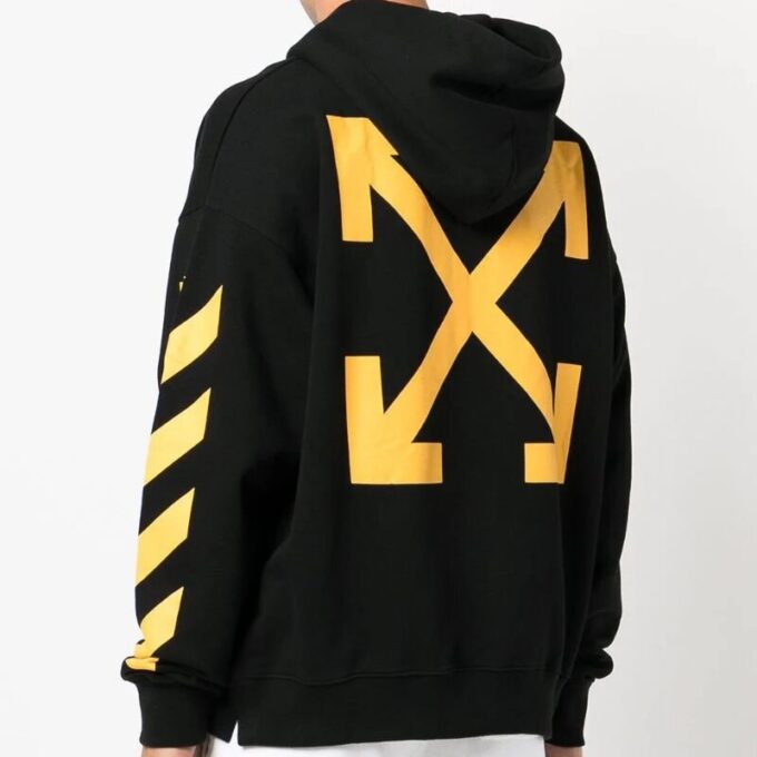 Off-White Men’ s SS22 Pattern Printing Hooded Long Sleeves Version Black