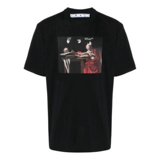 Off-White Men’ s SS22 Pattern Round Neck Short Sleeve Version Black T-Shirt Off-White Men’ s SS22 Pattern Round Neck Short Sleeve Version Black T-Shirt