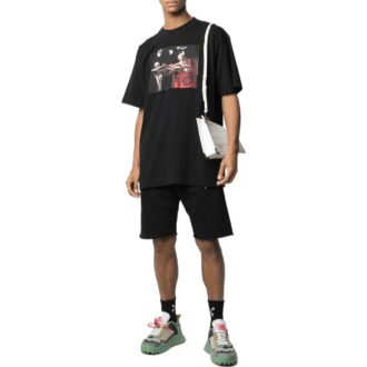 Off-White Men’ s SS22 Pattern Round Neck Short Sleeve Version Black T-Shirt Off-White Men’ s SS22 Pattern Round Neck Short Sleeve Version Black T-Shirt