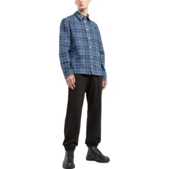 Off-White Men’ s SS22 Plaid Back Logo Printing Single Breasted Long Sleeves Ordinary Version Blue Shirt Off-White Men’ s SS22 Plaid Back Logo Printing Single Breasted Long Sleeves Ordinary Version Blue Shirt