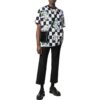 Off-White Men’ s SS22 Plaid Flowers Printing Round Neck Short Sleeve Loose Fit Black T-Shirt