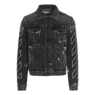 Off-White Men’ s SS22 Printing Denim Jacket Black Off-White Men’ s SS22 Printing Denim Jacket Black