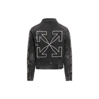 Off-White Men’ s SS22 Printing Denim Jacket Black Off-White Men’ s SS22 Printing Denim Jacket Black
