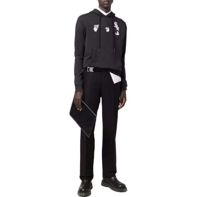 Off-White Men’ s SS22 Printing Hooded Long Sleeves Version Black