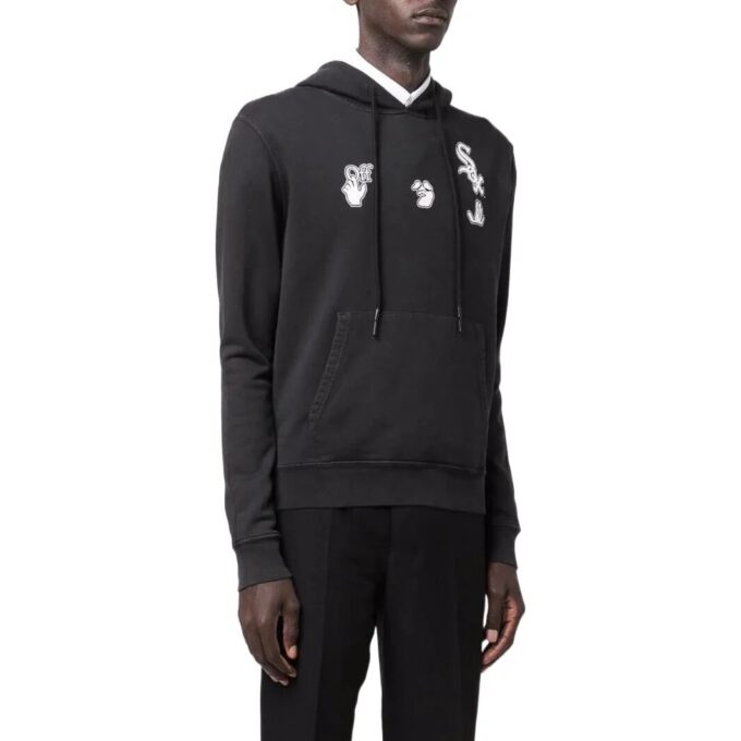 Off-White Men’ s SS22 Printing Hooded Long Sleeves Version Black