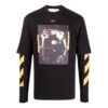 Off-White Men’ s SS22 Printing Round Neck Long Sleeves Version Black T-Shirt