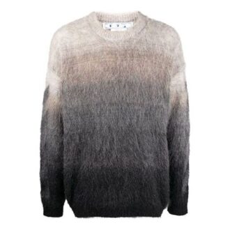 Off-White Men’ s SS22 Round Neck Gradient Pullover Wool Sweater Gray Off-White Men’ s SS22 Round Neck Gradient Pullover Wool Sweater Gray