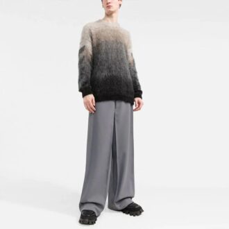 Off-White Men’ s SS22 Round Neck Gradient Pullover Wool Sweater Gray Off-White Men’ s SS22 Round Neck Gradient Pullover Wool Sweater Gray