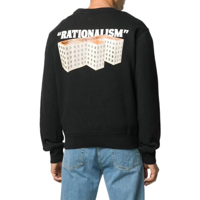 Off-White Men’ s SS22 Round Neck Pattern Alphabet Printing Pullover Long Sleeves Version Black