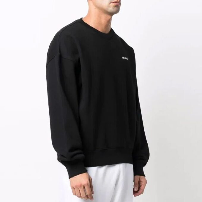 Off-White Men’ s SS22 Round Neck Pullover Arrow Pattern Printing Loose Fit Black