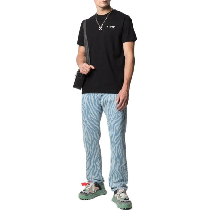 Off-White Men’ s SS22 Solid Color Alphabet Logo Printing Round Neck Short Sleeve Version Black T-Shirt