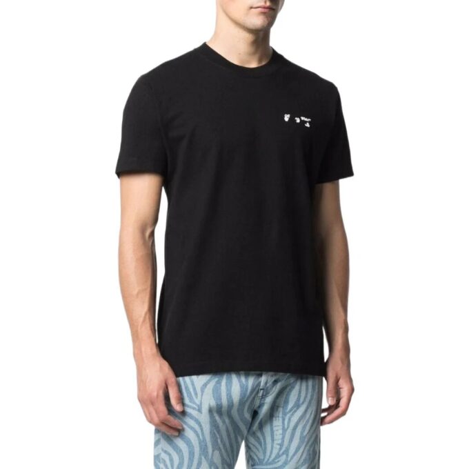 Off-White Men’ s SS22 Solid Color Alphabet Logo Printing Round Neck Short Sleeve Version Black T-Shirt