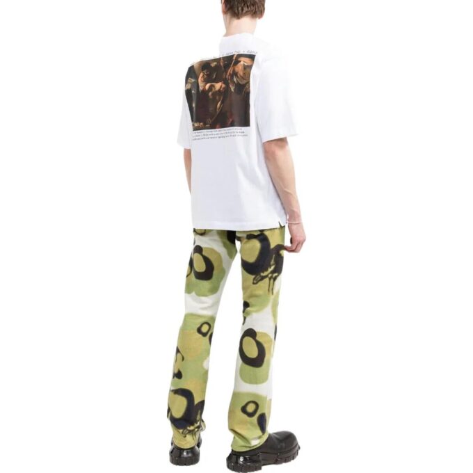 Off-White Men’ s SS22 Solid Color Alphabet Logo Printing Short Sleeve Version White T-Shirt