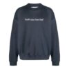 Off-White Men’ s SS22 Solid Color Alphabet Round Neck Pullover Long Sleeves Version Blue