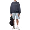 Off-White Men’ s SS22 Solid Color Alphabet Round Neck Pullover Long Sleeves Version Blue