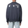 Off-White Men’ s SS22 Solid Color Alphabet Round Neck Pullover Long Sleeves Version Blue