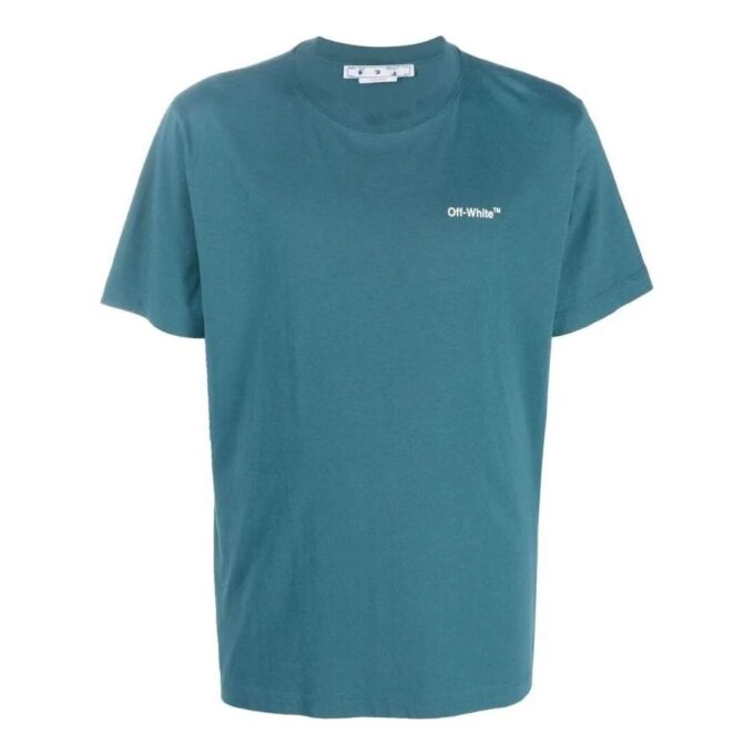 Off-White Men’ s SS22 Solid Color Arrow Logo Printing Short Sleeve Version Blue T-Shirt