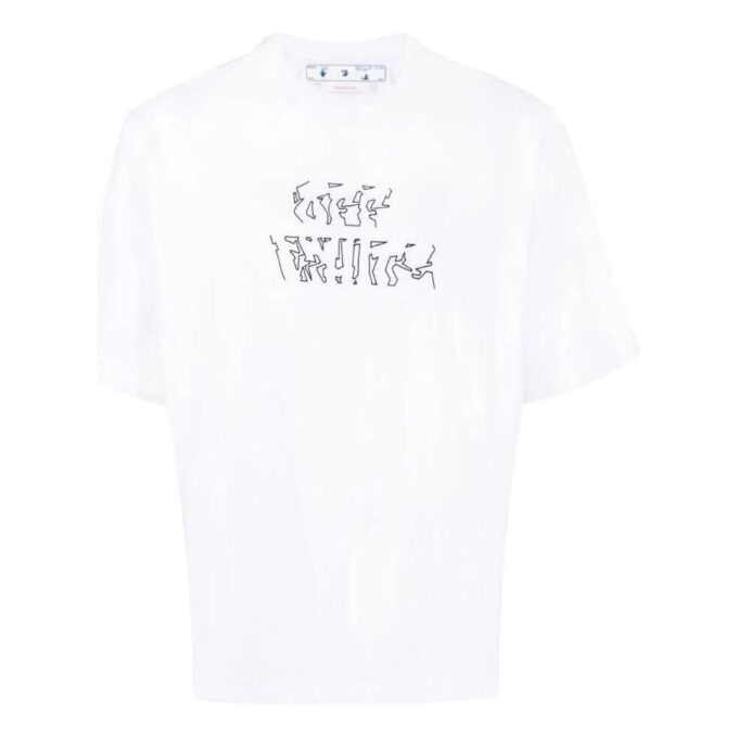 Off-White Men’ s SS22 Solid Color Arrow Pattern Short Sleeve White T-Shirt