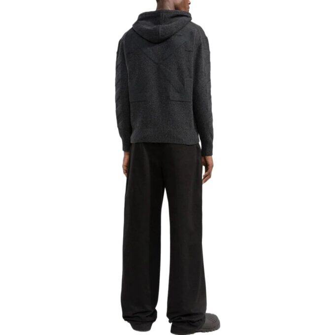 Off-White Men’ s SS22 Solid Color Back logo Printing Hooded Long Sleeves Gray