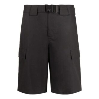 Off-White Men’ s SS22 Solid Color Buckle Big Pocket Cargo Straight Shorts Loose Fit Black Off-White Men’ s SS22 Solid Color Buckle Big Pocket Cargo Straight Shorts Loose Fit Black