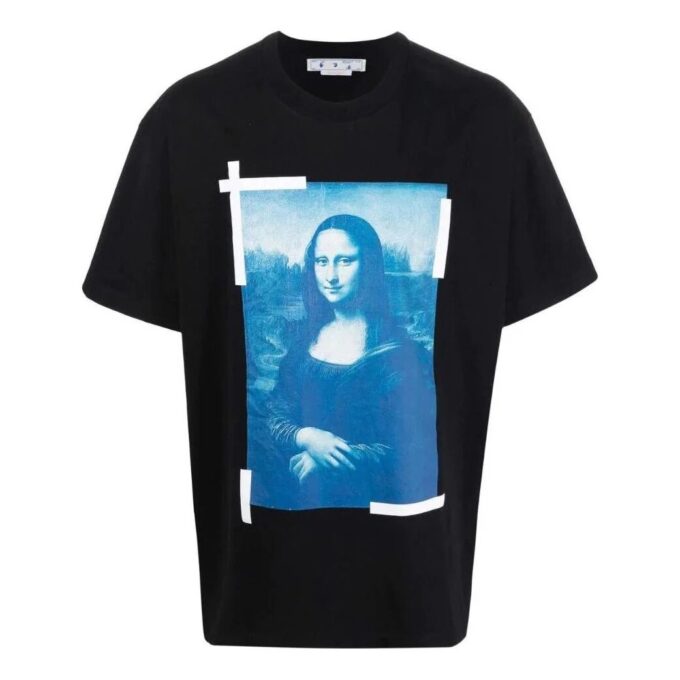 Off-White Men’ s SS22 Solid Color Character Pattern Printing Short Sleeve Loose Fit Black T-Shirt