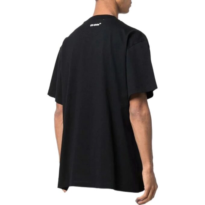 Off-White Men’ s SS22 Solid Color Character Pattern Printing Short Sleeve Loose Fit Black T-Shirt