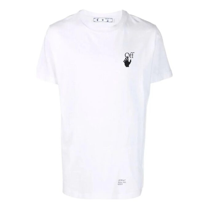 Off-White Men’ s SS22 Solid Color Chest Logo Printing Short Sleeve Version White T-Shirt