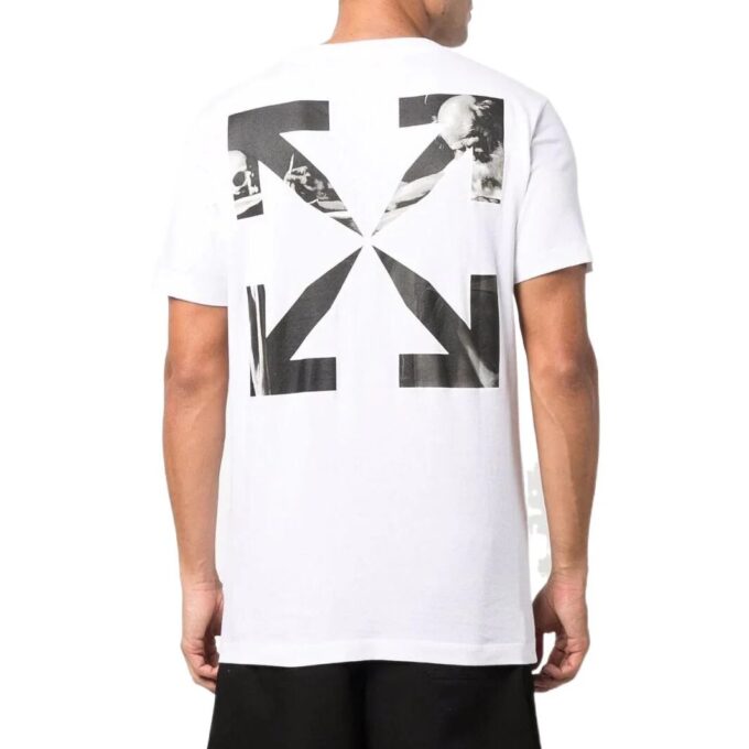 Off-White Men’ s SS22 Solid Color Chest Logo Printing Short Sleeve Version White T-Shirt