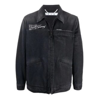 Off-White Men’ s SS22 Solid Color Denim Dark Grey Jacket Off-White Men’ s SS22 Solid Color Denim Dark Grey Jacket