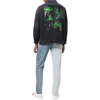 Off-White Men’ s SS22 Solid Color Denim Dark Grey Jacket Off-White Men’ s SS22 Solid Color Denim Dark Grey Jacket