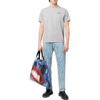 Off-White Men’ s SS22 Solid Color Logo Printing Round Neck Short Sleeve Gray T-Shirt Off-White Men’ s SS22 Solid Color Logo Printing Round Neck Short Sleeve Gray T-Shirt