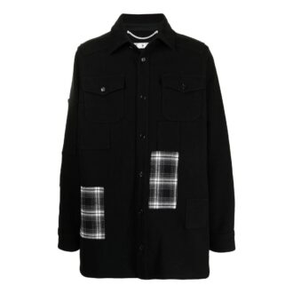 Off-White Men’ s SS22 Version Logo Printing Plaid Pocket Lapel Jacket Black Off-White Men’ s SS22 Version Logo Printing Plaid Pocket Lapel Jacket Black