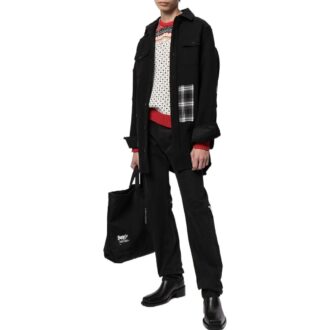 Off-White Men’ s SS22 Version Logo Printing Plaid Pocket Lapel Jacket Black Off-White Men’ s SS22 Version Logo Printing Plaid Pocket Lapel Jacket Black