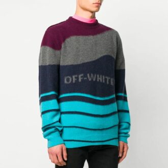 Off-White Men’ s Stripe Knit Colorblock Off-White Men’ s Stripe Knit Colorblock