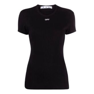 Off-White SS21 logo Round Neck Short Sleeve Slim Fit Black T-Shirt Off-White SS21 logo Round Neck Short Sleeve Slim Fit Black T-Shirt