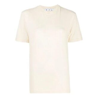 Off-White SS21 Loose Round Neck Short Sleeve Slim Fit White T-Shirt Off-White SS21 Loose Round Neck Short Sleeve Slim Fit White T-Shirt