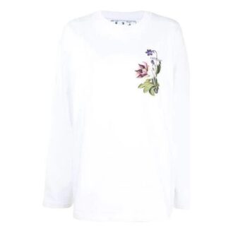 Off-White SS21 Pattern Printing Loose Round Neck Long Sleeves White Hoodie Off-White SS21 Pattern Printing Loose Round Neck Long Sleeves White Hoodie