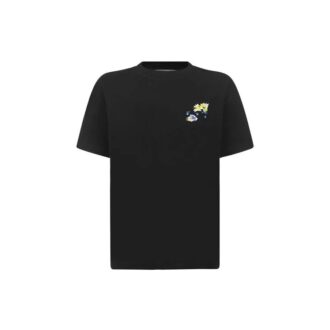 Off-White SS21 Plant Flower Plaid Round Neck Short Sleeve Slim Fit Black T-Shirt Off-White SS21 Plant Flower Plaid Round Neck Short Sleeve Slim Fit Black T-Shirt