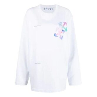 Off-White SS21 Printing Logo Pattern Round Neck Pullover Loose Fit White Hoodie Off-White SS21 Printing Logo Pattern Round Neck Pullover Loose Fit White Hoodie