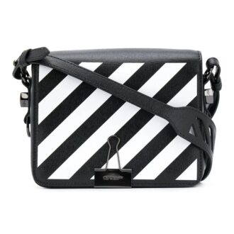 Off-White Stripe Binder-Clip Shoulder Bag Black / White / Yellow Off-White Stripe Binder-Clip Shoulder Bag Black / White / Yellow