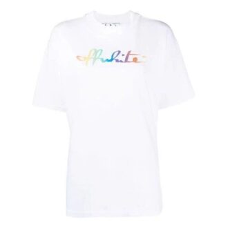 Off-White Tomboy Rainbow Logo Printing Short Sleeve Slim Fit White T-Shirt