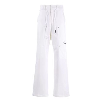 Off-White x Nike Crossover Solid Color Small Logo Printing Straight-Leg Casual Pants/Trousers White Off-White x Nike Crossover Solid Color Small Logo Printing Straight-Leg Casual Pants/Trousers White