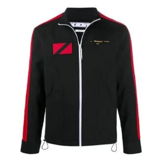 Off-White x Theophilus London Crossover Micro Mark Printing Casual Zipper Sports Jacket Black Off-White x Theophilus London Crossover Micro Mark Printing Casual Zipper Sports Jacket Black