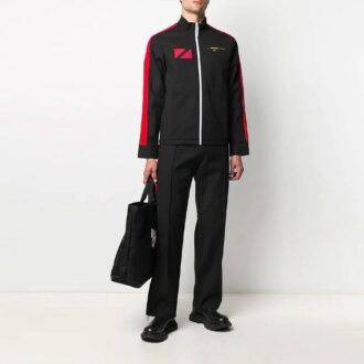 Off-White x Theophilus London Crossover Micro Mark Printing Casual Zipper Sports Jacket Black Off-White x Theophilus London Crossover Micro Mark Printing Casual Zipper Sports Jacket Black